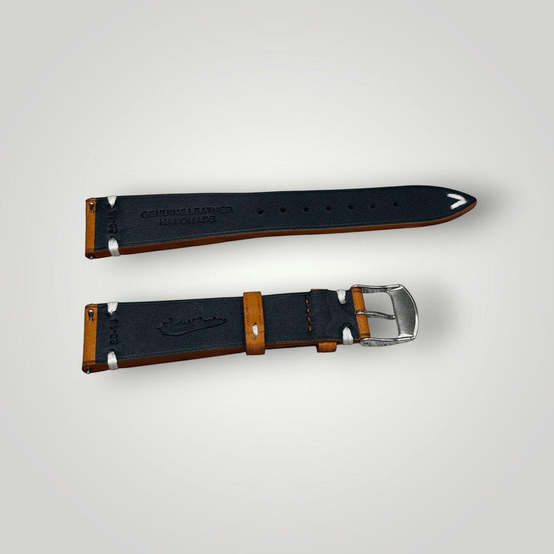 WatchGecko | Overton Badalassi Carlo Minerva Box Leather V-Stitch Watch Strap - Coral WatchGecko