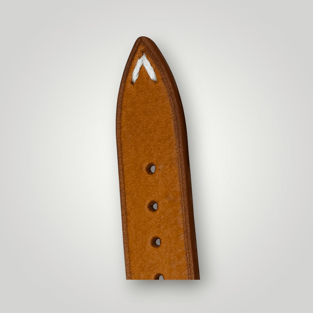 WatchGecko | Overton Badalassi Carlo Minerva Box Leather V-Stitch Watch Strap - Coral WatchGecko