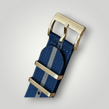 WatchGecko | Ridge British Military Watch Strap - Navy & Grey Stripe