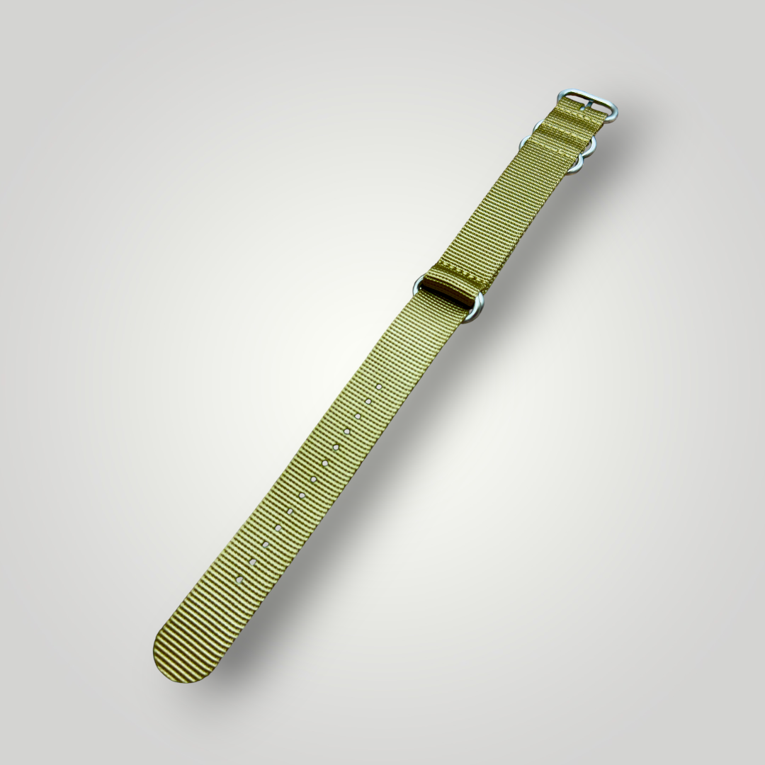 ZULUDIVER | 1973 British Military Nylon Watch Strap – Zulu - Khaki / Olive Green / Classic Bond