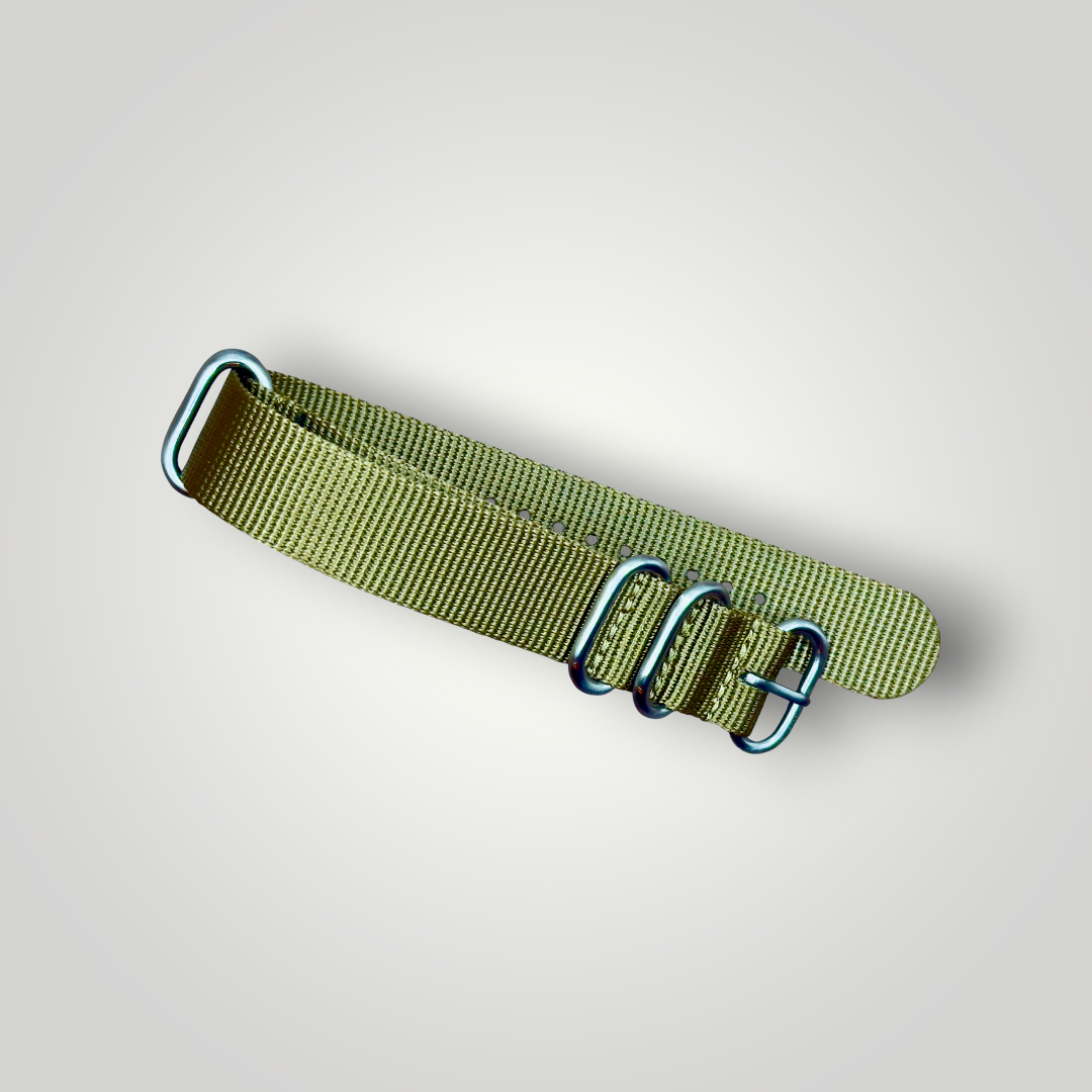 ZULUDIVER | 1973 British Military Nylon Watch Strap – Zulu - Khaki / Olive Green / Classic Bond