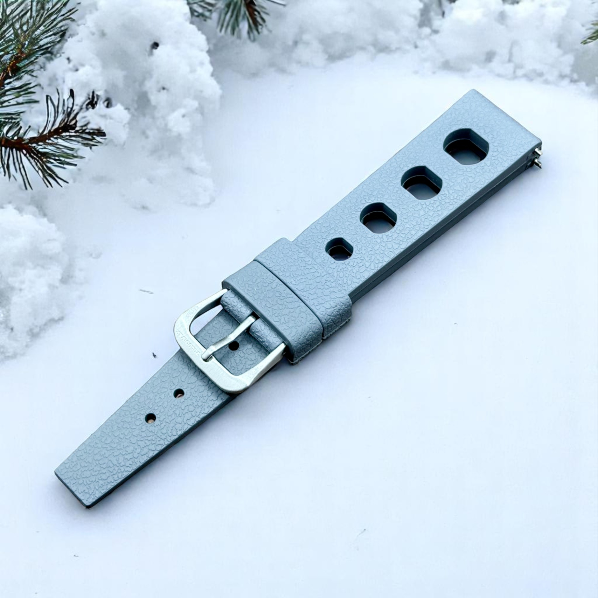 ZULUDIVER | Tropical Regis FKM Rubber Watch Strap - Grey