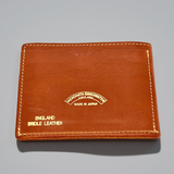 Cramp UK Bridle Leather Compact Wallet — Brass Front Accent — 10×7×3cm, Bourbon